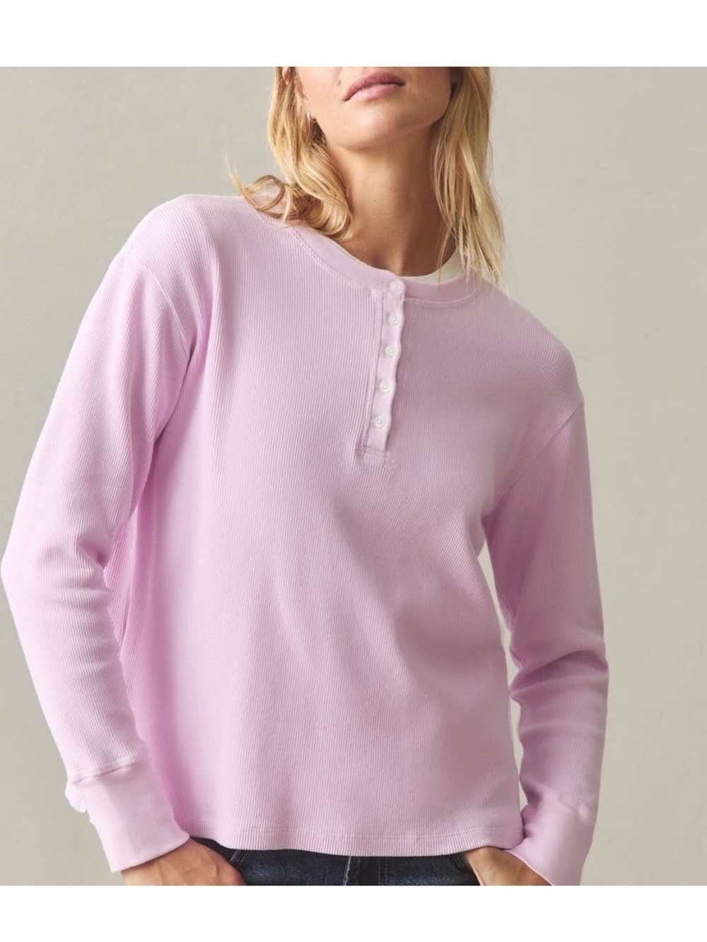 NWOT American Giant Womens Light Pink Thermal Henley T-Shirt